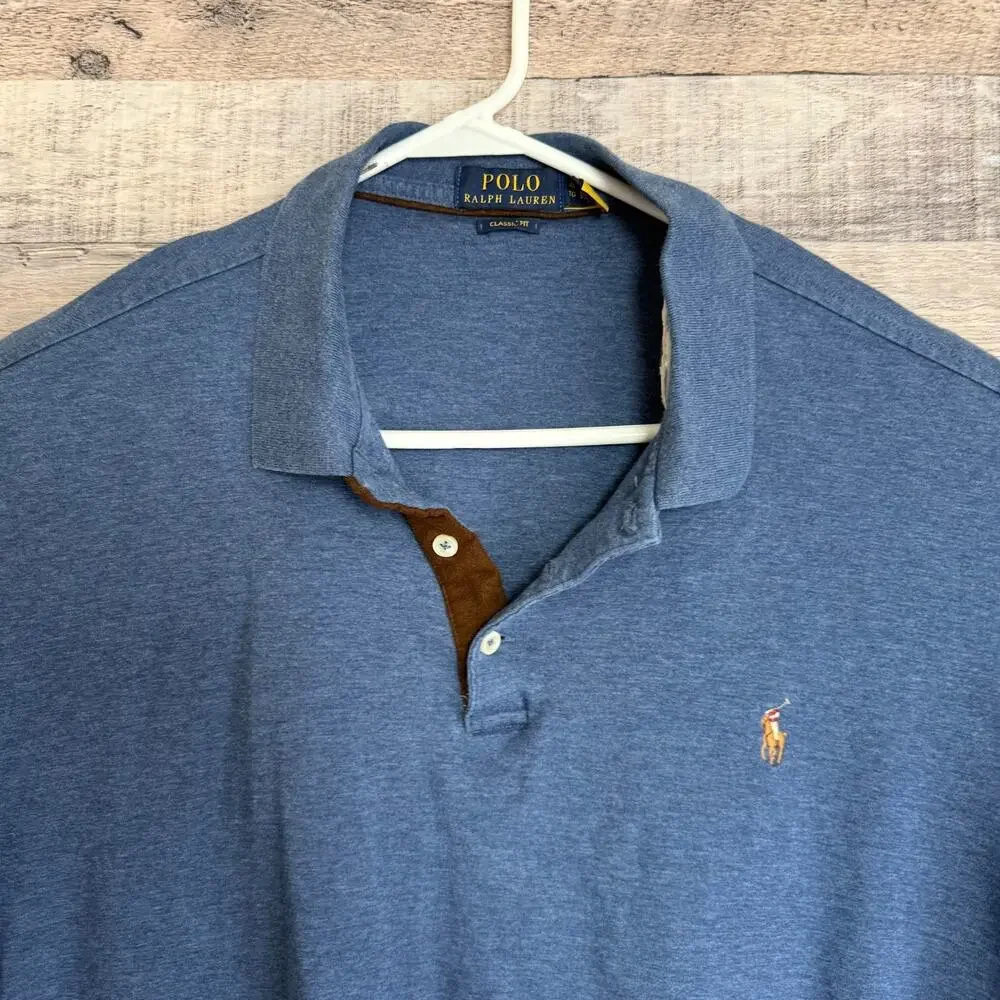 Polo Ralph Lauren Mens Polo Shirt XL Blue Long Sleeve Classic Pony Preppy
